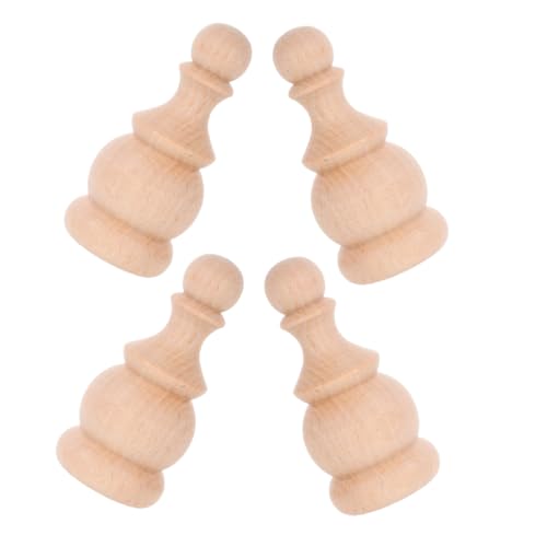 ROMISBABA 4 Stück Holzpfosten Endstücke aus Massivem Naturholz Runde Treppenpfostenkappen mit Römischem Design Stabile Unlackierte Dekoration für Innenbereich Möbel und Gardinenstangen von ROMISBABA