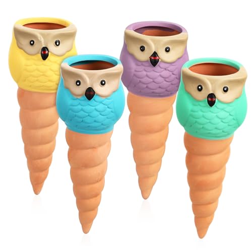 ROMISBABA 4 Stück Keramik Bewässerungsspikes Selbstbewässerungssystem für Blumentöpfe und Garten Langlebig Sicher mit Abgerundeten Kanten Geeignet für Indoor und Outdoor Pflanzen von ROMISBABA