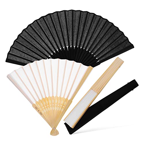 ROMISBABA 4 Stück Retro Stil Handfächer Set Teiliges Faltfächer Set für Männer und Frauen Chinesischer Kung Fu Tanz Hochzeit Party Dekoration Hochwertiger Satinierter Fächer mit Bambusgerüst von ROMISBABA
