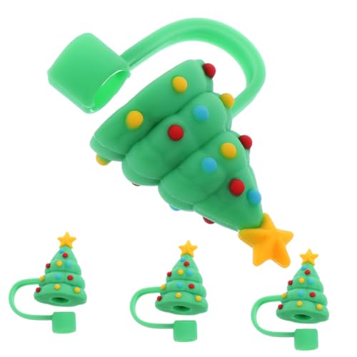 ROMISBABA 4 Stück Silikon Strohhalm Schutzkappen Wiederverwendbare Staubdichte Trinkhalm Endkappen Tragbar Kreative Weihnachtsbaum Design für Camping Outdoor Party ROMISBABA 4 Stück Silikon Strohhalm Schutzkappen Wiederverwendbare Staubdichte Trinkhalm Endkappen Tragbar Kreative Weihnachtsbaum Design für Camping Outdoor Party von ROMISBABA