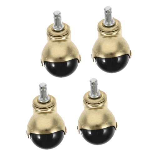 ROMISBABA 4 Stück Teiliges Bürostuhl Gold Kugelrollen Leise Leichtlauf Ersatzrollen Möbelrollen für Hartböden Teppich Pc-stuhl mit Robustem PP Edelstahl Material von ROMISBABA