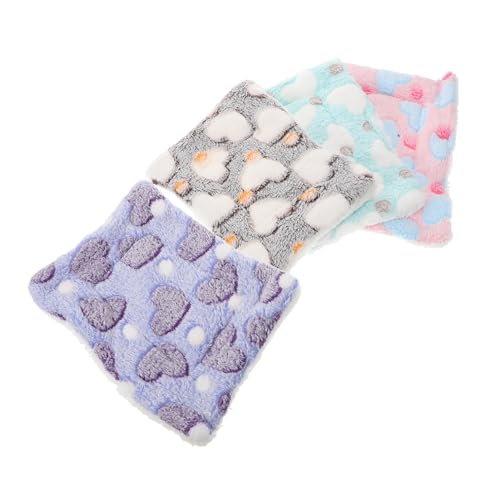 ROMISBABA 4 Stück Teiliges Haustier Schlafmatten für Kleintiere Dicke Warme Fleece Kuscheldecken Geeignet für Hamster Kaninchen Meerschweinchen rutschfest Weiche Liegefläche von ROMISBABA