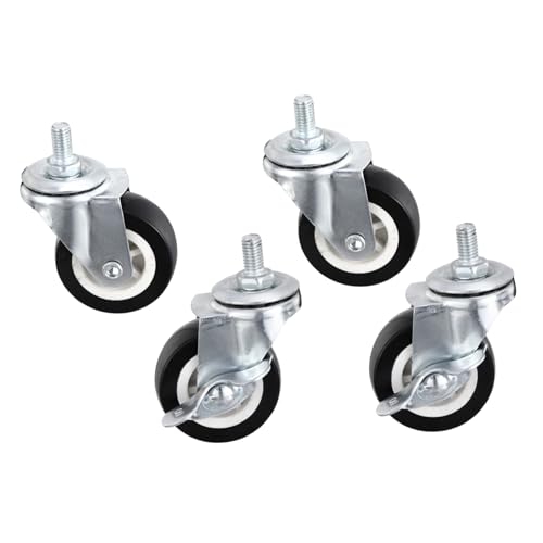 ROMISBABA 4 Stück Teiliges Industrielle Gewindebolzen Lenkrollen mit Bremse Geräuschlose Drehbare Möbelrollen für Werkbänke Einkaufswagen und Geräte Schwerlastfähig Schwarz von ROMISBABA