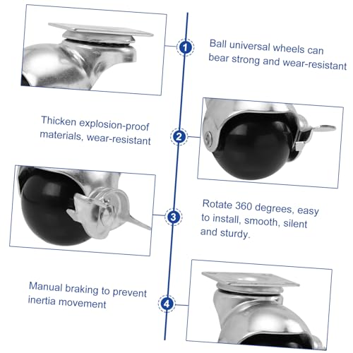 ROMISBABA 4 Stück Teiliges Kugel lenkrollen aus Verzinktem mit Bremse Geräuscharm Verschleißfest für Bürostühle Möbel Sofas Langlebige ROMISBABA 4 Stück Teiliges Kugel lenkrollen aus Verzinktem mit Bremse Geräuscharm Verschleißfest für Bürostühle Möbel Sofas Langlebige von ROMISBABA