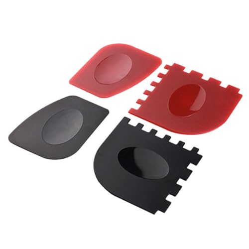 ROMISBABA 4 Stück Teiliges Langlebige Pfannenschaber aus Robustem PC Material Flach und Gezahnt für Glatte und Geriffelte Eisenpfannen Praktisch und Handlich für Küchenreinigung Zuhause von ROMISBABA