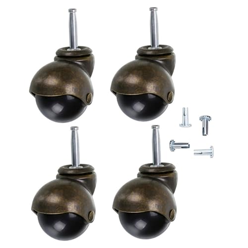 ROMISBABA 4 Stück Teiliges Möbelrollen für Bürostühle Drehbare Kugelrollen mit Stiel Schwere Stahl Pp materialien Geräuscharm Einfach Montierbar Antikes Design für Möbel und Sessel von ROMISBABA
