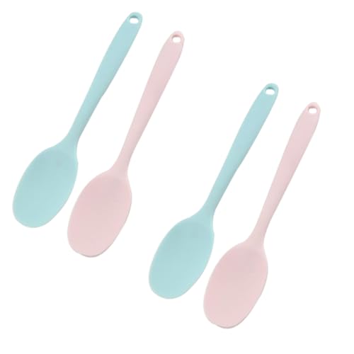 ROMISBABA 4 Stück Teiliges Silikon Servierlöffel Antihaftbeschichtet Hitzebeständig Ergonomisch Leicht und Langlebig für Küche Restaurant und Catering in Blau von ROMISBABA