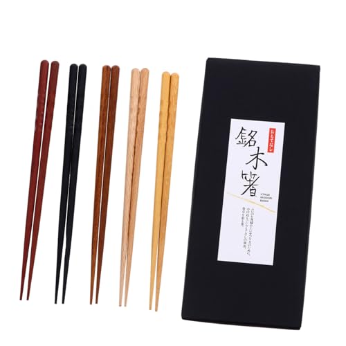 ROMISBABA 5 Paare Japanische Holz Essstäbchen Rutschfest Rutsch Design für Sushi Haushalt Restaurant von ROMISBABA