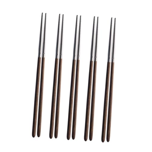 ROMISBABA 5 Paare Rutschfeste Edelstahl Essstäbchen mit Holzgriff Wiederverwendbare Spülmaschinenfeste Metallstäbchen für Kochen und Zuhause Robustes Edelstahl Sushi Essstäbchen ROMISBABA 5 Paare Rutschfeste Edelstahl Essstäbchen mit Holzgriff Wiederverwendbare Spülmaschinenfeste Metallstäbchen für Kochen und Zuhause Robustes Edelstahl Sushi Essstäbchen von ROMISBABA