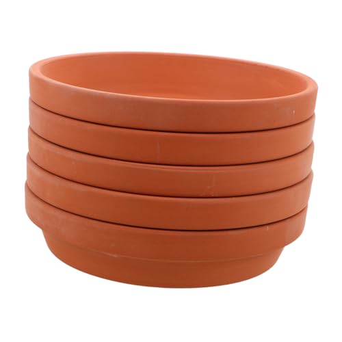 ROMISBABA 5 Stück Blumentopf Untersetzer Runde Terracotta Tropfschalen mit Abflussloch für Pflanzen und für und Außenbereich von ROMISBABA