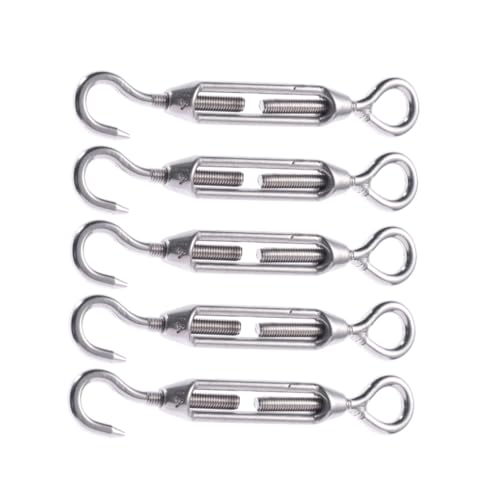 ROMISBABA 5 Stück Edelstahl Spannschloss Drahtseilspanner mit Haken und Schlaufe Teiliges Verstellbarer Drahtseilspanner zur Seilspannung und Elastizitätsregulierung Silberfarbener ROMISBABA 5 Stück Edelstahl Spannschloss Drahtseilspanner mit Haken und Schlaufe Teiliges Verstellbarer Drahtseilspanner zur Seilspannung und Elastizitätsregulierung Silberfarbener von ROMISBABA