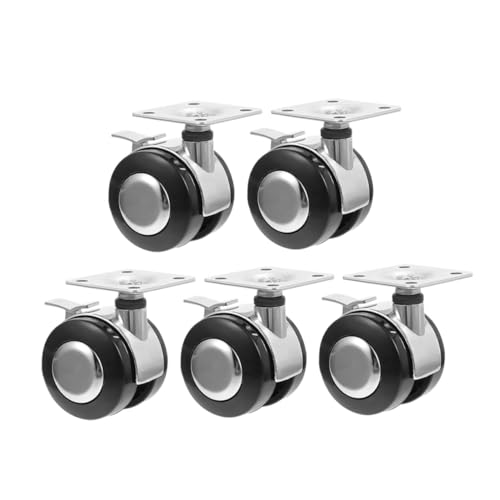ROMISBABA 5 Stück Möbelrollen mit Bremse Lenkrollen für Bürostuhl und Möbel Drehbare Stuhlrollen für Harte Böden Wie Parkett Fliesen und Teppich Hohe Tragfähigkeit Einfache Installation von ROMISBABA