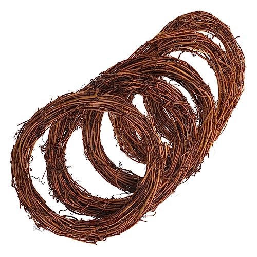 ROMISBABA 5 Stück Natürlich Handgefertigter Rattan Kranz Teiliges DIY Dekokranz zum Aufhängen für Weihnachten Tür und Wanddeko Vielseitig Gestaltbar mit Natürlichen Materialien von ROMISBABA