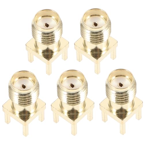 ROMISBABA 5 Stück Sma Koaxial Stecker Vertikal Pcb Randmontage Adapter Gerader Verbindungskabel Verbinder Langlebiger Solder Connector für Antennenkabel und Drahtlose Kommunikation von ROMISBABA