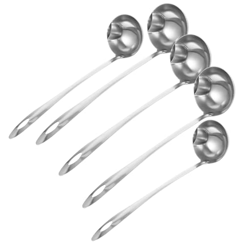 ROMISBABA 5 Stück Teiliges Edelstahl Ölabscheider Suppenkelle mit Langem Griff Hitzebeständig Fetttrennender Schöpflöffel für Suppen Salate Fondue Vielseitiger Küchenhelfer für Haushalt und ROMISBABA 5 Stück Teiliges Edelstahl Ölabscheider Suppenkelle mit Langem Griff Hitzebeständig Fetttrennender Schöpflöffel für Suppen Salate Fondue Vielseitiger Küchenhelfer für Haushalt und von ROMISBABA