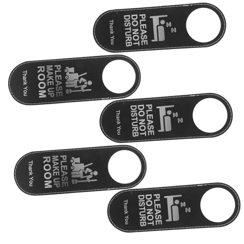 ROMISBABA 5 Stück Teiliges Türschild aus Leder Doppelseitiges Bitte nicht Stören und Bitte Zimmer Reinigen Türhänger Reißfestes Hotel Türschild für Türgriffe Modernes Design für Hotel und von ROMISBABA