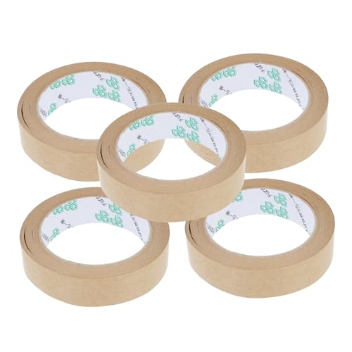 ROMISBABA 5 Stück Teiliges Umweltfreundliches Paketklebeband aus Kraftpapier Selbstklebend Wasserabweisend Stark Haftend Vielseitig für Verpackung Bilderrahmen und Kartons Geeignet von ROMISBABA