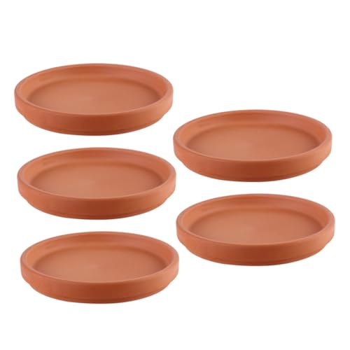 ROMISBABA 5 Stück Terrakotta Pflanztopf Untersetzer Pflanzenteller Blumentopf Ablage Runder Topfuntersetzer Pflanzgefäß Schutz für Garten und Innenbereich von ROMISBABA