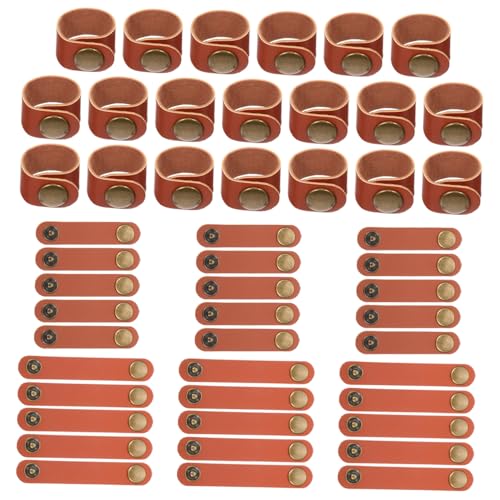 ROMISBABA 50 Stück Leder Kabelbinder Kabelmanagement Datenkabel Organizer Ohrhörerkabel Halterung Wiederverwendbar PU Material Robust für Schreibtisch und Alltag von ROMISBABA