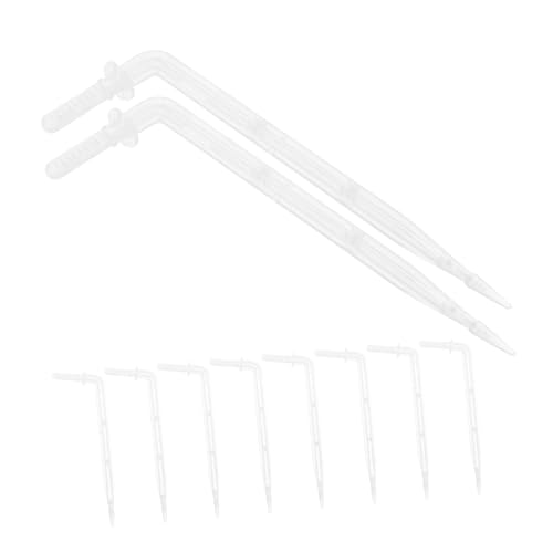 ROMISBABA 50 Stück Tropfstrahler Gebogen Weiß Transparent Drip Irrigation System Schlauch Garten Bewässerungssystem Wassersparend für Topfpflanzen Terrasse von ROMISBABA