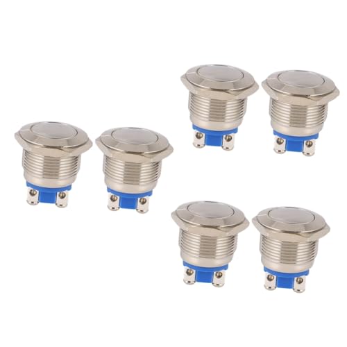 ROMISBABA 6 Stk Schaltknopf Aus Metall Taktile Drucktastenschalter Aufzug Druckknopf Momentaner Taktiler Druckknopf Hupenknopfschalter Wasserdichter Touch-druckknopf Rostfreier Stahl Silver von ROMISBABA