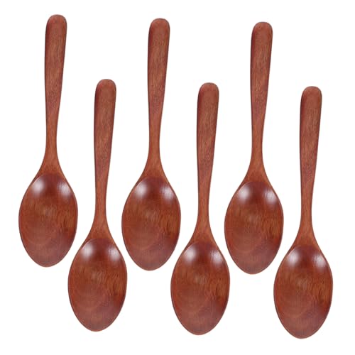 ROMISBABA 6 Stück Japaner Löffel Langstäbiger Löffel Müslilöffel Servierlöffel Aus Holz Suppenlöffel Cocktailrührer Salatlöffel Espressolöffel Restaurantlöffel Esslöffel Hellbraun Phoebe von ROMISBABA