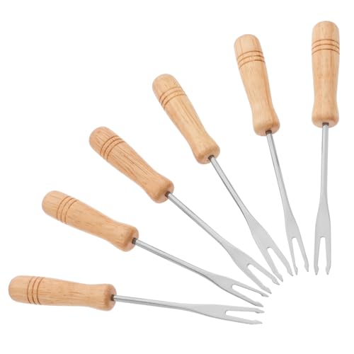 ROMISBABA 6 Stück Rührgabel Käsegabeln Fonduegabel Fonduebrunnen Fondue-sticks Vorspeisengabeln Schokoladentauchgabel Appetizer Schokoladengabel Obstgabeln Backen Mit Der Dip-gabel Holz von ROMISBABA