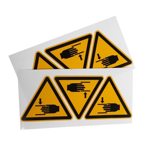 ROMISBABA 6 Stück Sicherheitswarnaufkleber Selbstklebend Hand Quetschgefahr Warnschild für Maschinen Robuste Haftung Gefahrenschild von ROMISBABA