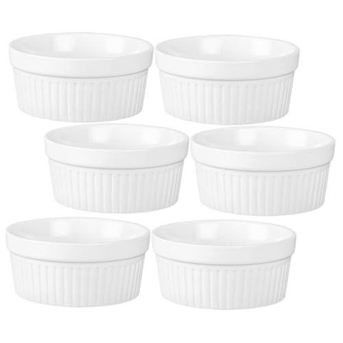 ROMISBABA 6 Stück Teiliges Keramik Dessert Backförmchen Multifunktionale Backbecher Spülmaschinenfest Für Mousse Pudding Kuchen Zuhause Restaurant von ROMISBABA