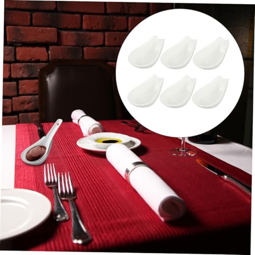 ROMISBABA 6 Stück Teiliges Keramik Löffelhalter Weiß Praktischer Küchenutensilien Behälter für Suppenlöffel Stilvoller und Leichter Keramik Löffelablage als Restaurant Scoop Rack von ROMISBABA