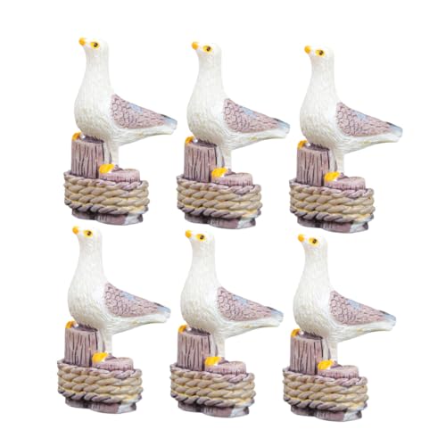 ROMISBABA 6 Stück Teiliges Micro Landschafts mit Realistischen Seemöwenfiguren aus Resin Miniatur Desktop Ornamente Stabile Deko für Zuhause und Büro Langlebig und Farbbeständig von ROMISBABA