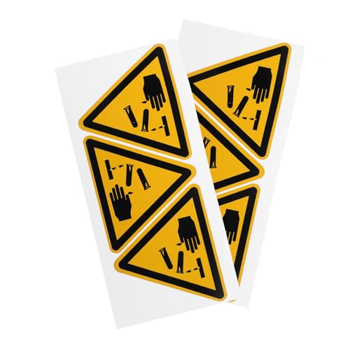 ROMISBABA 6 Stück Teiliges Warnschild Vorsicht Korrosion Selbstklebend Langlebige Vinyl Aufkleber Wetterbeständig für Maschinen und Arbeitsbereiche von ROMISBABA