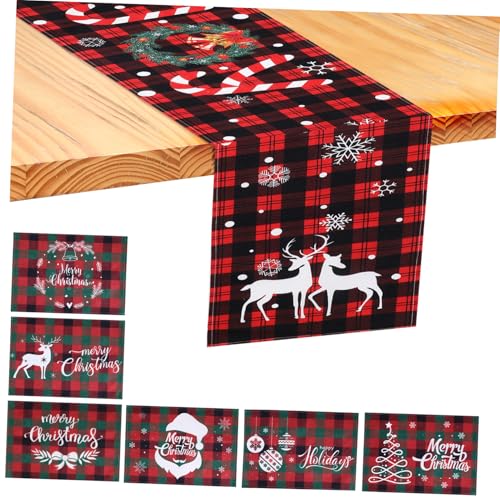 ROMISBABA 7 STK. Weihnachtliches Tischset mit Tischläufer und Platzsets Polyester Hitzebeständig Festliche Farben für Esstisch Dekoration Geeignet für Familienfeiern und Feiertage ROMISBABA 7 STK. Weihnachtliches Tischset mit Tischläufer und Platzsets Polyester Hitzebeständig Festliche Farben für Esstisch Dekoration Geeignet für Familienfeiern und Feiertage von ROMISBABA