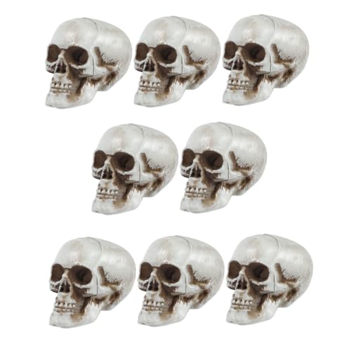 ROMISBABA 8 Stück Teiliges Halloween Deko Kleine Kunststoff Schädel Mini Totenschädel Gruselige Party Requisiten für Bar Wohnzimmer und Feier Schaurige Tischdekoration von ROMISBABA