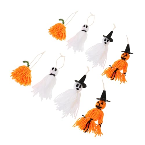 ROMISBABA 8 Stück Teiliges Halloween Hängegespenst aus Weichem Garn Langlebige und Kürbisdekoration für Innen und Überdachte Außenbereiche Wiederverwendbar Einfach zu Hängen für Halloween von ROMISBABA