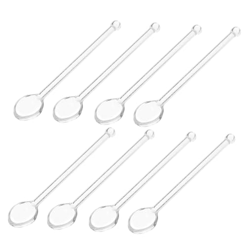 ROMISBABA 8 Stück Teiliges Kleine Transparente Glas-löffel mit Langem Griff Praktische Rührende Dessert Kaffeelöffel Wiederverwendbare Bar Teelöffel für Saft und Getränke von ROMISBABA