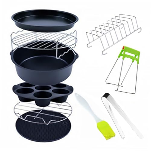 ROMISBABA 9 Stück Teiliges Airfryer Zubehör Set Vielseitiges Barbecue Rack und Antihaft backform Geeignet für Heißluftfritteusen zum Backen Braten und Grillen Langlebiges Zufällige Farbe ROMISBABA 9 Stück Teiliges Airfryer Zubehör Set Vielseitiges Barbecue Rack und Antihaft backform Geeignet für Heißluftfritteusen zum Backen Braten und Grillen Langlebiges Zufällige Farbe von ROMISBABA