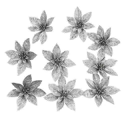 ROMISBABA 9stücke Teiliges Weihnachtsblumen Deko Für Weihnachtsbaum Glitzernde Kunstblumen Für Festliche Dekoration Häusern Geschäften Und von ROMISBABA