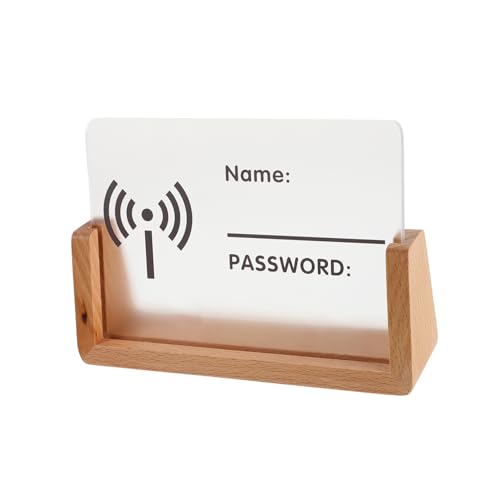 ROMISBABA Acryl Wifi Passwortschild mit Buchenholzständer Transparentes Freistehendes Wifi code schild für Gäste Dekoratives Netzwerkschild für Zuhause Büro und Klare Anzeige ohne von ROMISBABA
