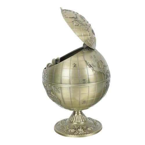 ROMISBABA Antiker Aschenbecher mit Deckel Winddichtes Vintage Design Globe Form Praktische Desktop Aufbewahrung für Büro Zuhause Restaurant von ROMISBABA