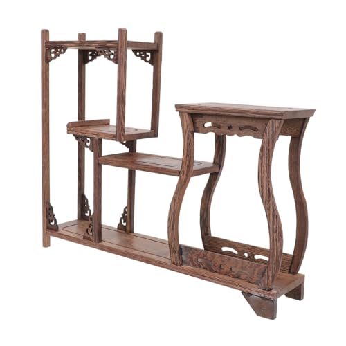 ROMISBABA Antikes Regal aus Hartholz Vintage Display Shelf mit Edlem Design Multifunktional für Dekoration und Sammlerstücke Stilvolle Wohnkultur für Wohnzimmer und Büro von ROMISBABA
