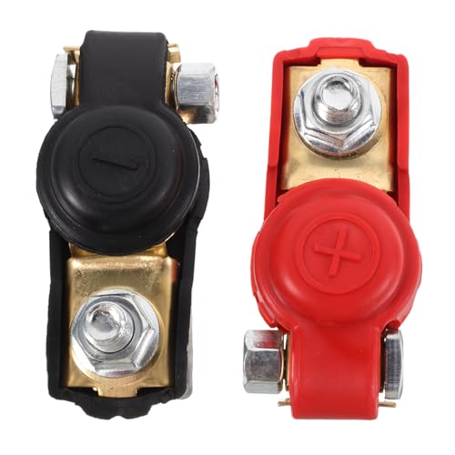 ROMISBABA Autobatterie Klemmen Kupferpolklemmen Batterieanschluss Clips Positive Negative Korrosionsbeständig Einfach Installation Sicherer Halt für Kfz Batterien von ROMISBABA