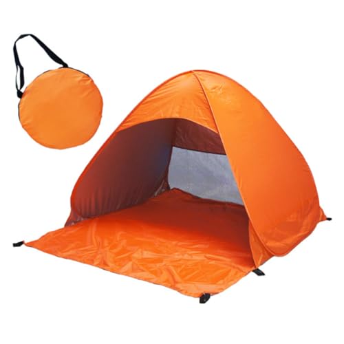 ROMISBABA Automatisches Falt Strandzelt Pop Up mit UV Schutz und Wasserfestem Sonnenschutz Robustes Camping Sonnendach mit Erdspießen Orange für Strand und Outdoor Aktivitäten von ROMISBABA