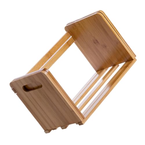 ROMISBABA Bambus Desktop Bücherregal Verstellbar Buchhalter Schreibtisch Organizer Robust Mit Doppelgriffen Für Büro Und Zuhause von ROMISBABA