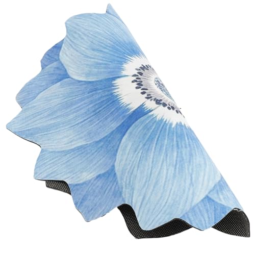ROMISBABA Blumenförmiger Teppich Blumenmuster Rutschfester Kurzflor Teppich Wohn Schlafzimmer Dekoration Lotusblau Design Bodenmatte von ROMISBABA