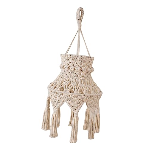 ROMISBABA Boho Macrame Lampenschirm Handgefertigt Deckenleuchte Lampenabdeckung Dekorativer Langlebiger Lichtschatten für Wohnzimmer Schlafzimmer Vintage Stil Weiches Warmes Licht von ROMISBABA