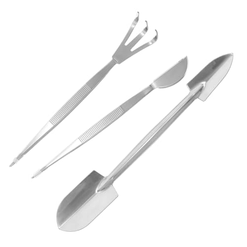 ROMISBABA Präzisions-Bonsai-werkzeugset Mit Kleinem Rechen, Pflanzenpinzette Aus Edelstahl, Gerade Pinzette Für Bonsai-Baum Und Bonsai-Kiefer, Inklusive Schaber-pinzette Und Doppelseitigem g von ROMISBABA