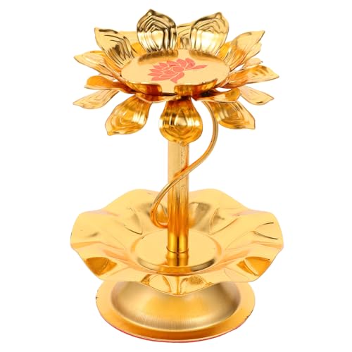ROMISBABA Buddhistischer Lotus Kerzenhalter aus Langlebigem Legierungs Material Dekorativer Lotusblüten Lampenfuß für Wohn Meditationsraum Stilvolle Desktop Deko für Tempel und von ROMISBABA