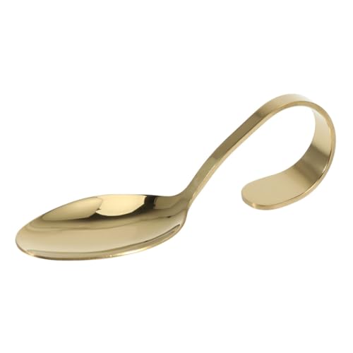 ROMISBABA Buffetlöffel mit Gebogenem Griff Rostfrei Poliert Robust und Korrosionsbeständig für Hotelküche Hochzeit Cocktailparty und Besondere Anlässe Goldenes Design von ROMISBABA