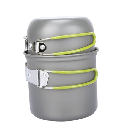 ROMISBABA Camping Kochgeschirr Set mit Grünem Griff Tragbarer Holzofen und Robustem Topf für Outdoor Wandern und Camping Kompaktes Teiliges Kochset für Effektives Kochen Unterwegs von ROMISBABA